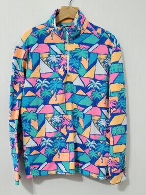 Chubbies Mens The Palmtastic Quarter Zip Fleece Pullover Mens XLarge